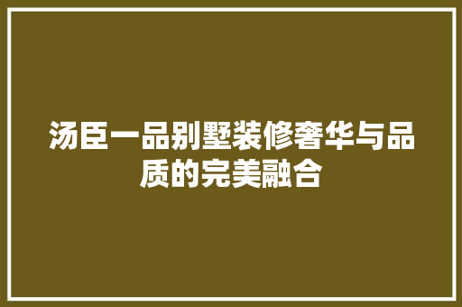 汤臣一品别墅装修奢华与品质的完美融合