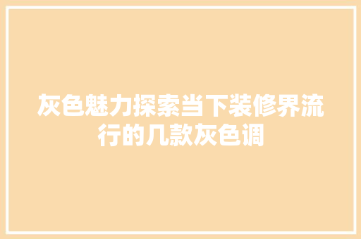 灰色魅力探索当下装修界流行的几款灰色调