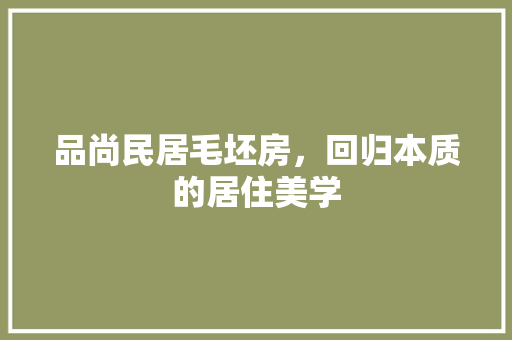 品尚民居毛坯房，回归本质的居住美学