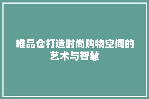 唯品仓打造时尚购物空间的艺术与智慧