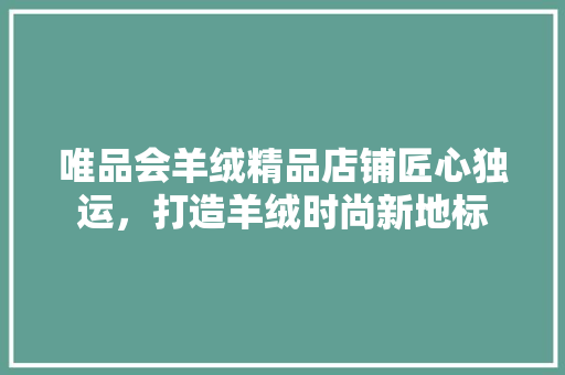 唯品会羊绒精品店铺匠心独运，打造羊绒时尚新地标