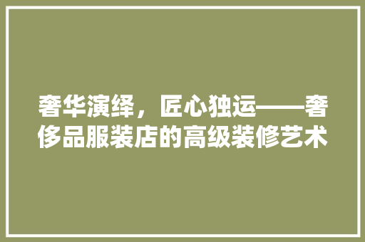 奢华演绎，匠心独运——奢侈品服装店的高级装修艺术