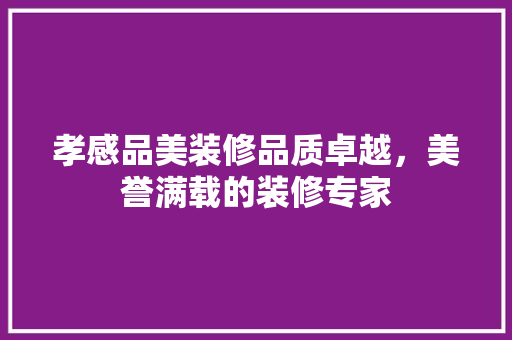 孝感品美装修品质卓越，美誉满载的装修专家