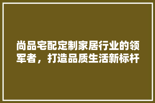 尚品宅配定制家居行业的领军者，打造品质生活新标杆