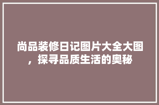 尚品装修日记图片大全大图，探寻品质生活的奥秘