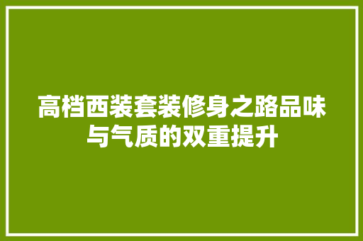 高档西装套装修身之路品味与气质的双重提升