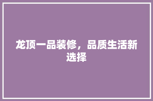 龙顶一品装修，品质生活新选择 施工技术