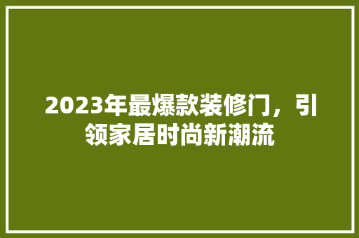 2023年最爆款装修门，引领家居时尚新潮流