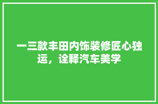 一三款丰田内饰装修匠心独运，诠释汽车美学