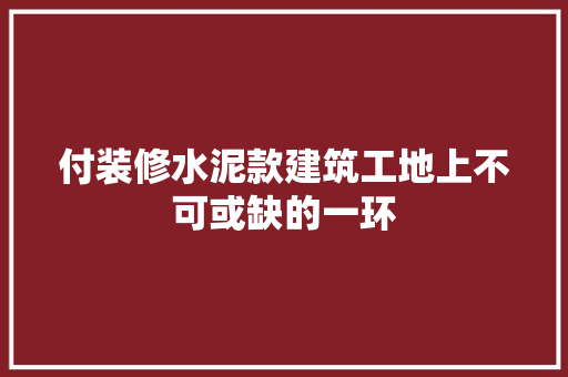 付装修水泥款建筑工地上不可或缺的一环