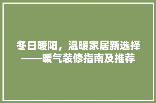 冬日暖阳，温暖家居新选择——暖气装修指南及推荐