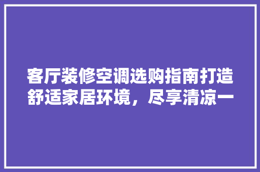 客厅装修空调选购指南打造舒适家居环境，尽享清凉一夏