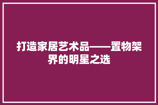 打造家居艺术品——置物架界的明星之选