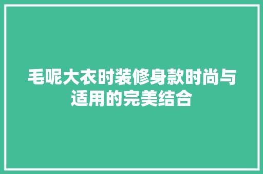 毛呢大衣时装修身款时尚与适用的完美结合