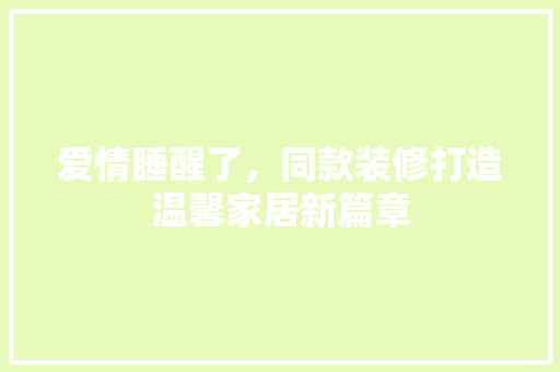 爱情睡醒了，同款装修打造温馨家居新篇章