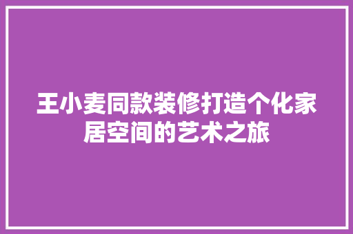 王小麦同款装修打造个化家居空间的艺术之旅