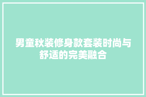 男童秋装修身款套装时尚与舒适的完美融合