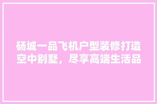 砀城一品飞机户型装修打造空中别墅，尽享高端生活品质