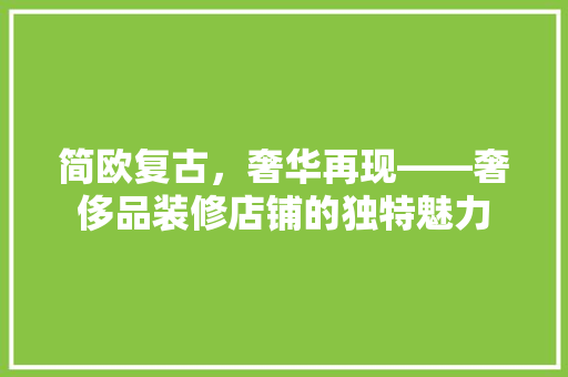 简欧复古，奢华再现——奢侈品装修店铺的独特魅力