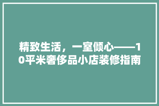 精致生活，一室倾心——10平米奢侈品小店装修指南