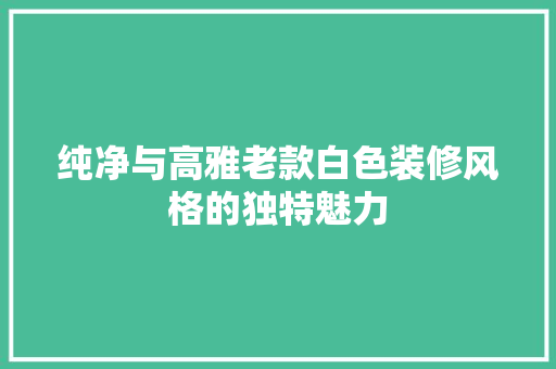 纯净与高雅老款白色装修风格的独特魅力