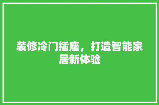 装修冷门插座，打造智能家居新体验