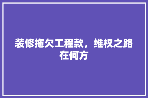 装修拖欠工程款，维权之路在何方