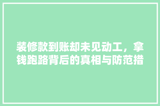 装修款到账却未见动工，拿钱跑路背后的真相与防范措施