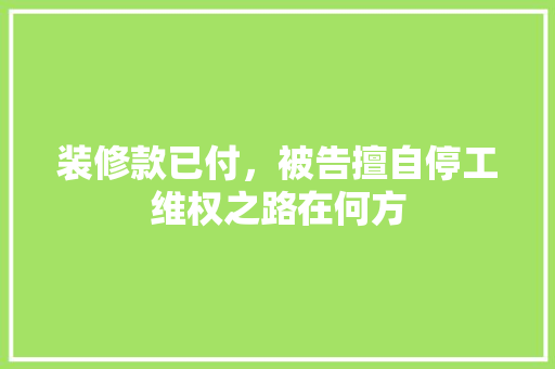 装修款已付，被告擅自停工维权之路在何方