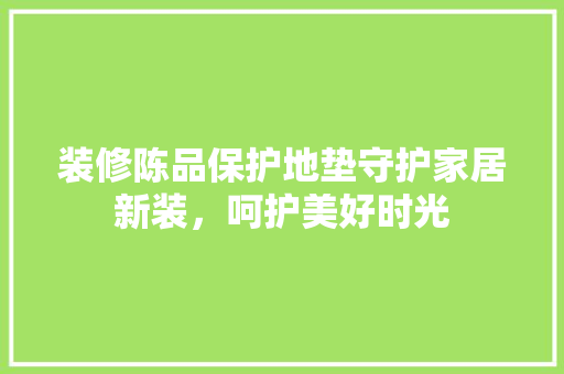 装修陈品保护地垫守护家居新装，呵护美好时光