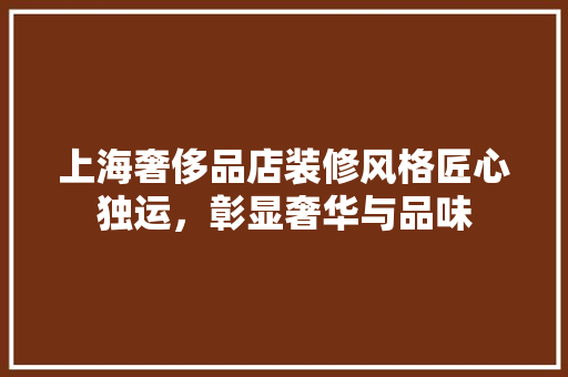 上海奢侈品店装修风格匠心独运，彰显奢华与品味