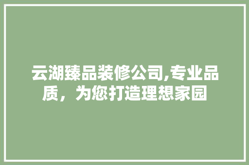 云湖臻品装修公司,专业品质，为您打造理想家园