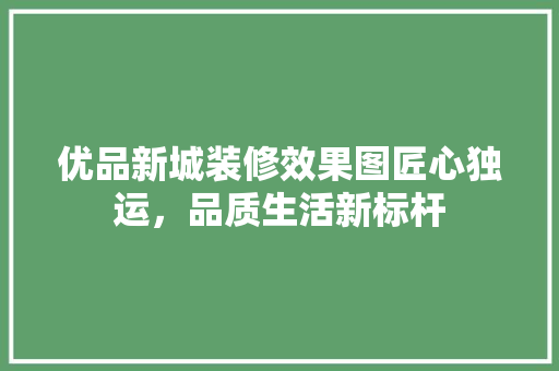 优品新城装修效果图匠心独运，品质生活新标杆