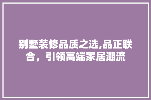 别墅装修品质之选,品正联合，引领高端家居潮流
