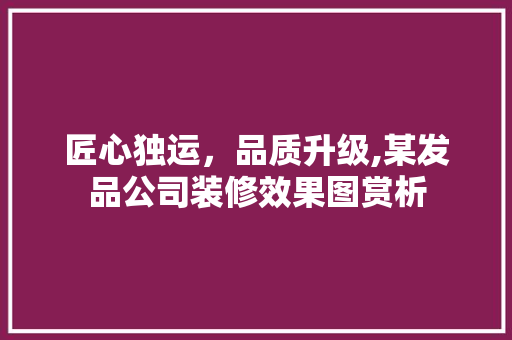 匠心独运，品质升级,某发品公司装修效果图赏析