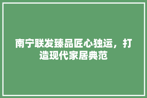 南宁联发臻品匠心独运，打造现代家居典范
