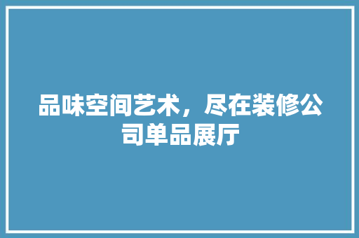 品味空间艺术，尽在装修公司单品展厅