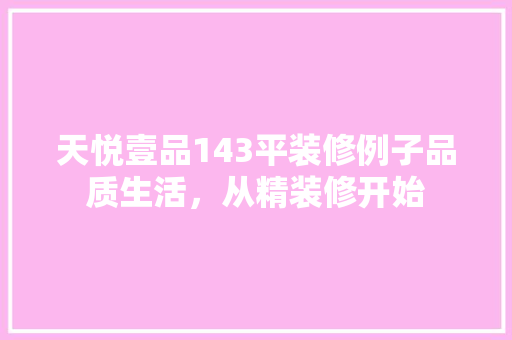 天悦壹品143平装修例子品质生活，从精装修开始
