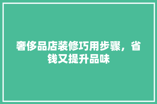 奢侈品店装修巧用步骤，省钱又提升品味