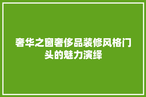 奢华之窗奢侈品装修风格门头的魅力演绎