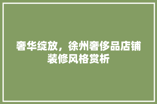 奢华绽放，徐州奢侈品店铺装修风格赏析