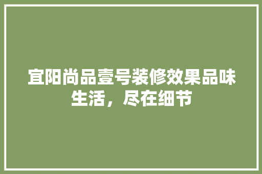 宜阳尚品壹号装修效果品味生活，尽在细节