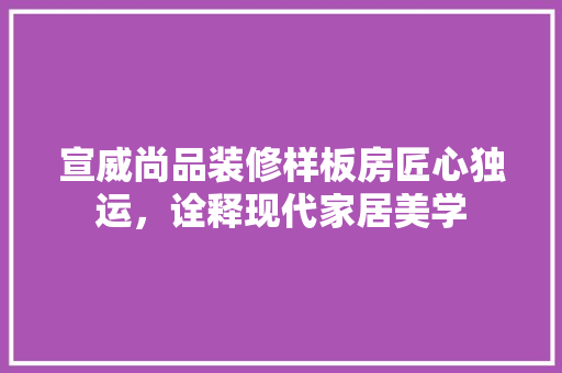 宣威尚品装修样板房匠心独运，诠释现代家居美学