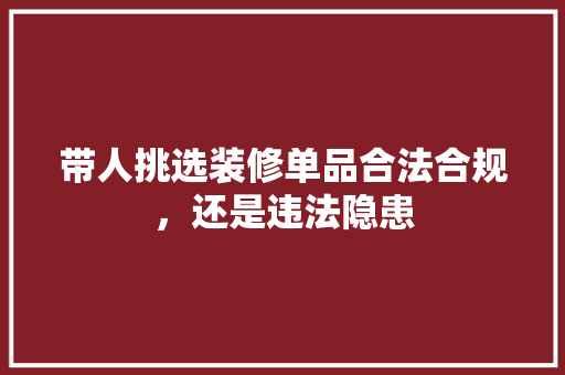 带人挑选装修单品合法合规，还是违法隐患