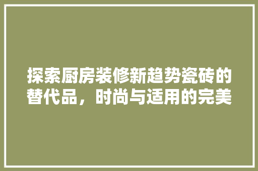 探索厨房装修新趋势瓷砖的替代品，时尚与适用的完美结合