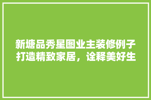 新塘品秀星图业主装修例子打造精致家居，诠释美好生活