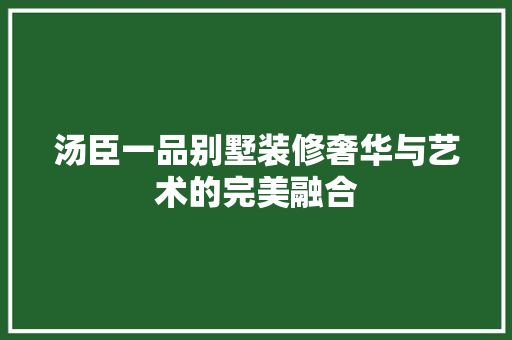 汤臣一品别墅装修奢华与艺术的完美融合