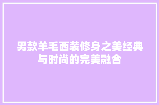 男款羊毛西装修身之美经典与时尚的完美融合