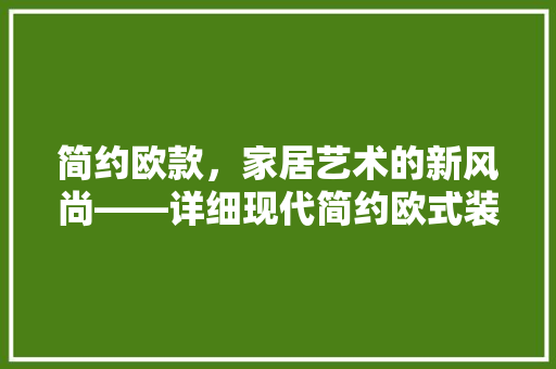 简约欧款，家居艺术的新风尚——详细现代简约欧式装修风格