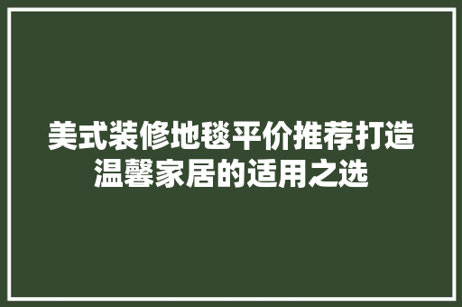 美式装修地毯平价推荐打造温馨家居的适用之选